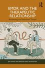 Text: "EMDR AND THE THERAPEUTIC RELATIONSHIP. Reclaiming the Relational Thread. JEN SAVAGE AND BRIDGER DALE FALKENSTIEN."  
Illustration: Zwei Personen sitzen mit Mikrofonen.