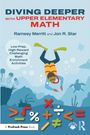 „DIVING DEEPER WITH UPPER ELEMENTARY MATH“ - Taucher unter Wasser mit Mathe-Symbolen.
