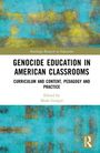 Titel: "Genocide Education in American Classrooms". Bunter Hintergrund in Blau- und Gelbtönen.