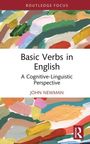 "Basic Verbs in English: A Cognitive-Linguistic Perspective" von John Newman, bunte Pinselstriche im Hintergrund.