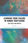 Text: "Learning from Failure in Human Trafficking: Law, Policy and Practice." Herausgeber: Silvia Rodríguez-López, Amy Weatherburn. Hintergrund: Abstrakte Farben in Rot, Blau und Grün.