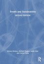 Titel: "Events and Sustainability, Second Edition". Autoren: Kirsten Holmes, Michael Hughes, Judith Mair und Carmel Foley. Dezentes, abstraktes Muster als Hintergrund.