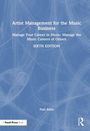 Buchcover: "Artist Management for the Music Business, Sixth Edition" von Paul Allen. Abstrakte blaue Strukturen im Hintergrund.