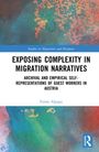 „Exposing Complexity in Migration Narratives“ von Faime Alpagu. Abstrakte blaue und rote Farben im Hintergrund.