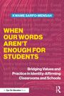 Großer gelber Text: "WHEN OUR WORDS AREN'T ENOUGH FOR STUDENTS". Darunter weißer Text über bildungsbezogene Themen. Rot-violetter Hintergrund.