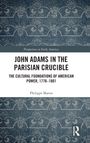 "John Adams in the Parisian Crucible. Dekoratives Muster mit floralen und geometrischen Elementen auf blauem Hintergrund."