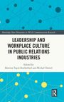 Titel: Leadership and Workplace Culture in Public Relations Industries. Blaues geometrisches Muster im Hintergrund.