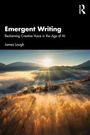 „Emergent Writing“ von James Lough. Sonnenuntergang über nebligen Bergen und herbstlichen Bäumen. Routledge-Logo.