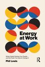 "Energy at Work" von Phil Lewis. Bunte, halbierte Kreise in Gelb, Rot, Blau und Schwarz. Routlege-Logo.