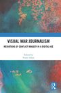 "Visual War Journalism" und "Mediations of Conflict Imagery in a Digital Age". Abstrakte Illustration in Blau- und Orangetönen.