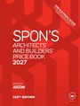 Text: "Spon's Architects' and Builders' Price Book 2027". "Free electronic access". Dominant rote Farbgestaltung mit geometrischem Muster. 