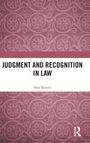 „Judgment and Recognition in Law“ von Max Barrett. Rosa Hintergrund mit verschnörkeltem Muster. Verlagslogo unten.
