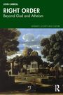 "Right Order: Beyond God and Atheism". Gemälde mit Landschaft, Bäumen, Gebäuden und Bergen unter blauem Himmel.