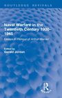 Titel des Buches: "Naval Warfare in the Twentieth Century 1900–1945", herausgegeben von Gerald Jordan. Blaues Muster.
