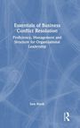 "Essentials of Business Conflict Resolution" und Name "Sam Blank" auf blauem Hintergrund mit weißen abstrakten Linien.