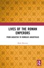 Text: "LIVES OF THE ROMAN EMPERORS: FROM AUGUSTUS TO ROMULUS AUGUSTULUS, Mark Merrony." Hintergrund: Gelbes Muster.