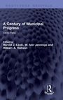 Text: "A Century of Municipal Progress 1835-1935. Edited by Harold J. Laski, W. Ivor Jennings, William A. Robson." Hintergrund: Dunkle Struktur.