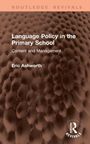 "Language Policy in the Primary School: Content and Management" von Eric Ashworth. Braunes, strukturiertes Hintergrundbild.