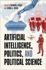 "Artificial Intelligence, Politics, and Political Science." Illustration: Roboterarm, Mikrofone, Personen, Kapitol.