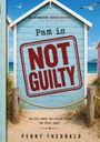 „Pam is NOT GUILTY.“ Darunter: „Can you catch the killer before the final page?“ Strandhütten mit Seemöwen.