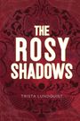 "The Rosy Shadows" von Trista Lundquist. Roter Hintergrund mit floralen Mustern und einer Waage.
