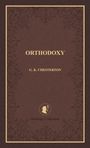 „ORTHODOXY“ von G. K. Chesterton. Braunes Muster, „Heritage Collection“-Logo: Silhouette mit Pfeife.