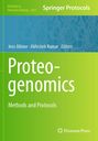 Grüner Hintergrund, Text: "Proteogenomics, Methods and Protocols." Oben: "Springer Protocols".