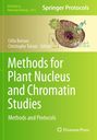"Methods for Plant Nucleus and Chromatin Studies" auf grünem Hintergrund, oben ein Pflanzenbild, unten Humana Press Logo.