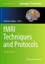"fMRI Techniques and Protocols, Third Edition." Ein stilisierter Kopf zeigt ein farbig hervorgehobenes Gehirn.