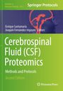 Titel: "Cerebrospinal Fluid (CSF) Proteomics". Grüner Hintergrund, blaues Profil mit Hirnillustration.