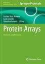 Buchtitel "Protein Arrays: Methods and Protocols", Autoren, grüner Hintergrund mit Kreismuster. Springer-Logo oben.