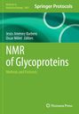 Titel: NMR of Glycoproteins. Autoren: Jesús Jiménez-Barbero, Oscar Millet. Grüner Hintergrund mit Kreismuster.