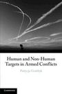 Der Text „Human and Non-Human Targets in Armed Conflicts“ von Patrycja Grzebyk. Silhouette vor Himmel mit Kondensstreifen.