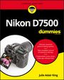 "Nikon D7500 for dummies" und Julie Adair King. Kameraabbildung mit drehbarem Display zeigt Blume.