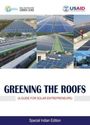 "GREETING THE ROOFS (A GUIDE FOR SOLAR ENTREPRENEURS)" über Bildern von Solardächern; Logos oben.