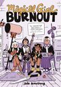 Titel "Magical Girl Burnout". Vier Personen in magischen Outfits sitzen erschöpft in einem Raum voller Requisiten.