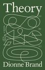 "Theory", "A Novel", "Dionne Brand". Grüne Illustration mit weißen ineinander verschlungenen Linien und geometrischen Formen.