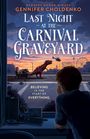 Titel: "Last Night at the Carnival Graveyard." Junge betrachtet Dschungel-Szene mit Dinosaurier und Bär.