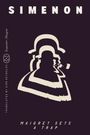 Text: "SIMENON", "MAIGRET SETS A TRAP", "TRANSLATED BY SIÂN REYNOLDS". Illustration: Silhouette eines Mannes mit Hut und Pfeife.