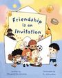 "Friendship is an Invitation" in einem Briefumschlag. Kinder spielen zusammen, umgeben von Laternen und asiatischen Motiven.