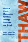 Text: "Unfreeze Middle Management to Unlock Strategy, Innovation, and Growth." Autoren: Jimmy Leppert, Justin Wasserman. Hintergrund in Eisoptik mit großem, rotem "THAW".
