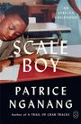 Text: "Scale Boy. Patrice Nganang. An African Childhood. Author of A Trail of Crab Tracks." Ein Junge schreibt konzentriert.