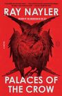 "PALACES OF THE CROW" von Ray Nayler, stürzt sich dramatisch in die Geschichte. Illustration: Schwarze Krähe auf rotem Hintergrund.
