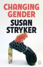 Texte: "CHANGING GENDER, SUSAN STRYKER". Skulptur mit schwarzer, wabenartiger Struktur und roter, beerenartiger Spitze.