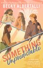 "BECKY ALBERTALLI, SOMETHING Unpredictable". Illustration mit vier Menschen auf Rolltreppen, in warmen Farben gestaltet.