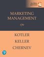 Texte: "GLOBAL EDITION", "MARKETING MANAGEMENT 17e", "KOTLER", "KELLER", "CHERNEV". Zwei Farbblöcke in Orange und Grau.