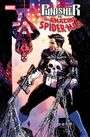 "Punisher vs. the Amazing Spider-Man" in großen Buchstaben. Ein maskierter Mann hängt kopfüber. Ein anderer Mann steht mit Gewehr.