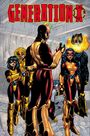 „GENERATION X“, bunte Comicszene mit vier heldenhaften Figuren in auffälligen Kostümen.