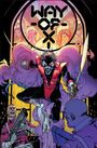 "WAY OF X" steht über einer dynamischen Szene in einer Comic-Illustration. Ein vermummter Held, umgeben von Rauch, schwingt ein Schwert.