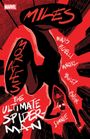 Text: "MILES MORALES THE ULTIMATE SPIDER-MAN Bendis Pichelli Marquez Bagley Ponsor Samnee." Illustration: Spider-Man springt.